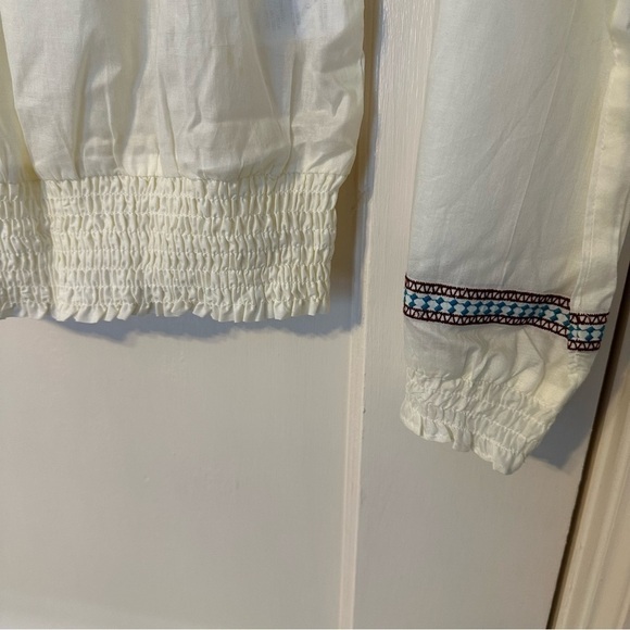 Miley Cyrus Sheer Blouse Elastic Neck Cuffs Waist Embroidered V-neck Tie Size L - Picture 5 of 14